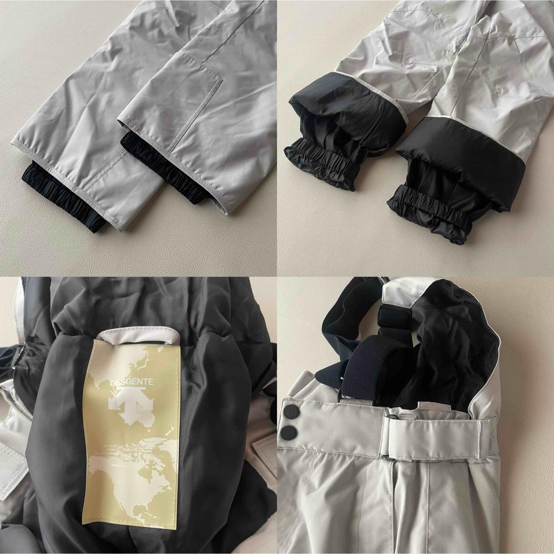 5488【美品】デサント スキーウェア 上下セット ビブパンツ 中綿入り 白 黒