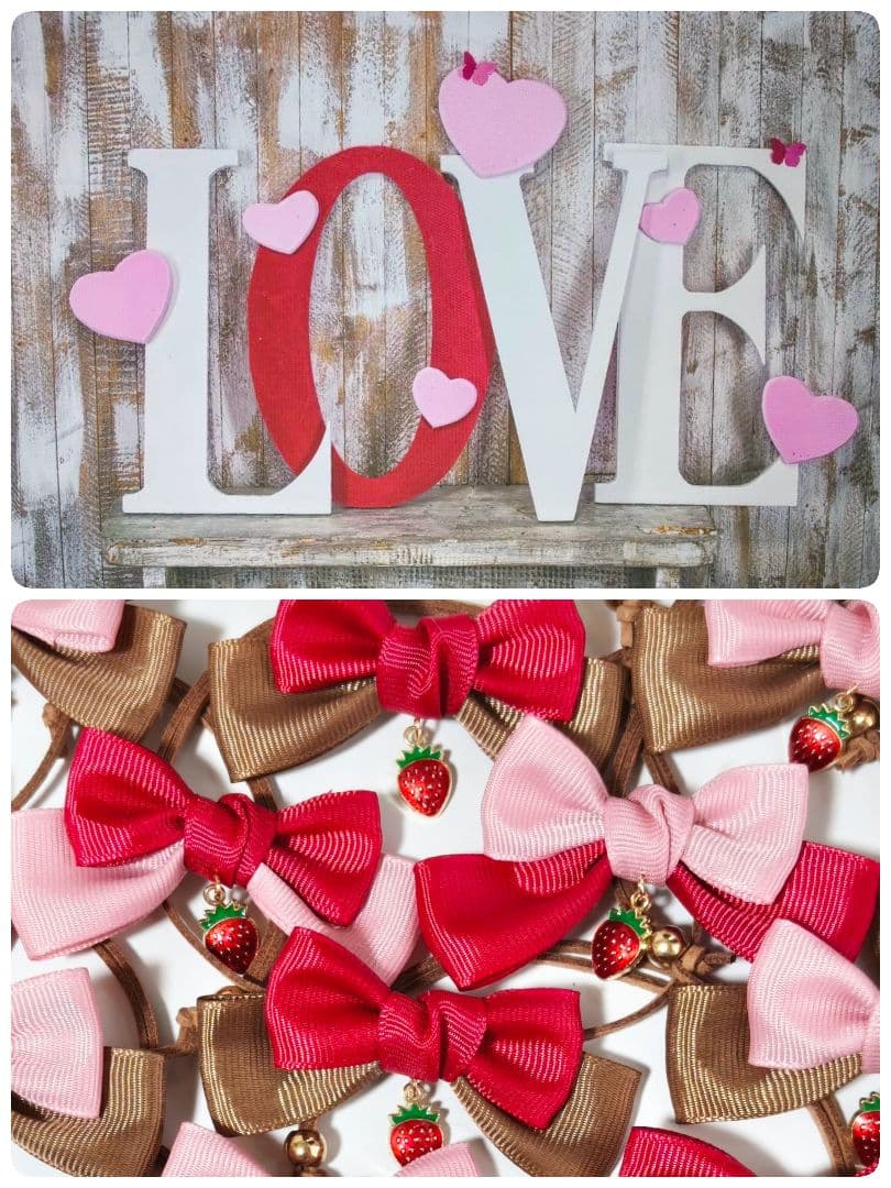 業務用トリミングチョーカー　リボン　バレンタイン　苺　イチゴチョコ　2月　3月