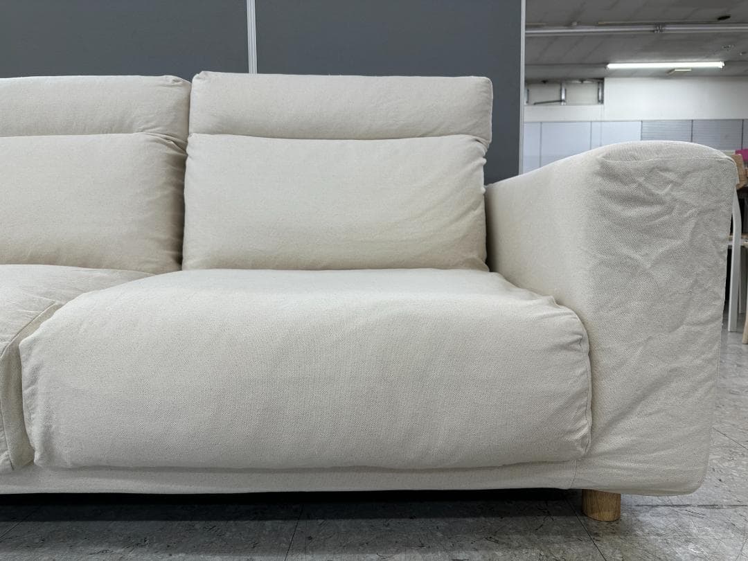 無印良品　2人掛けソファ　フェザーポケットコイル　ホワイト