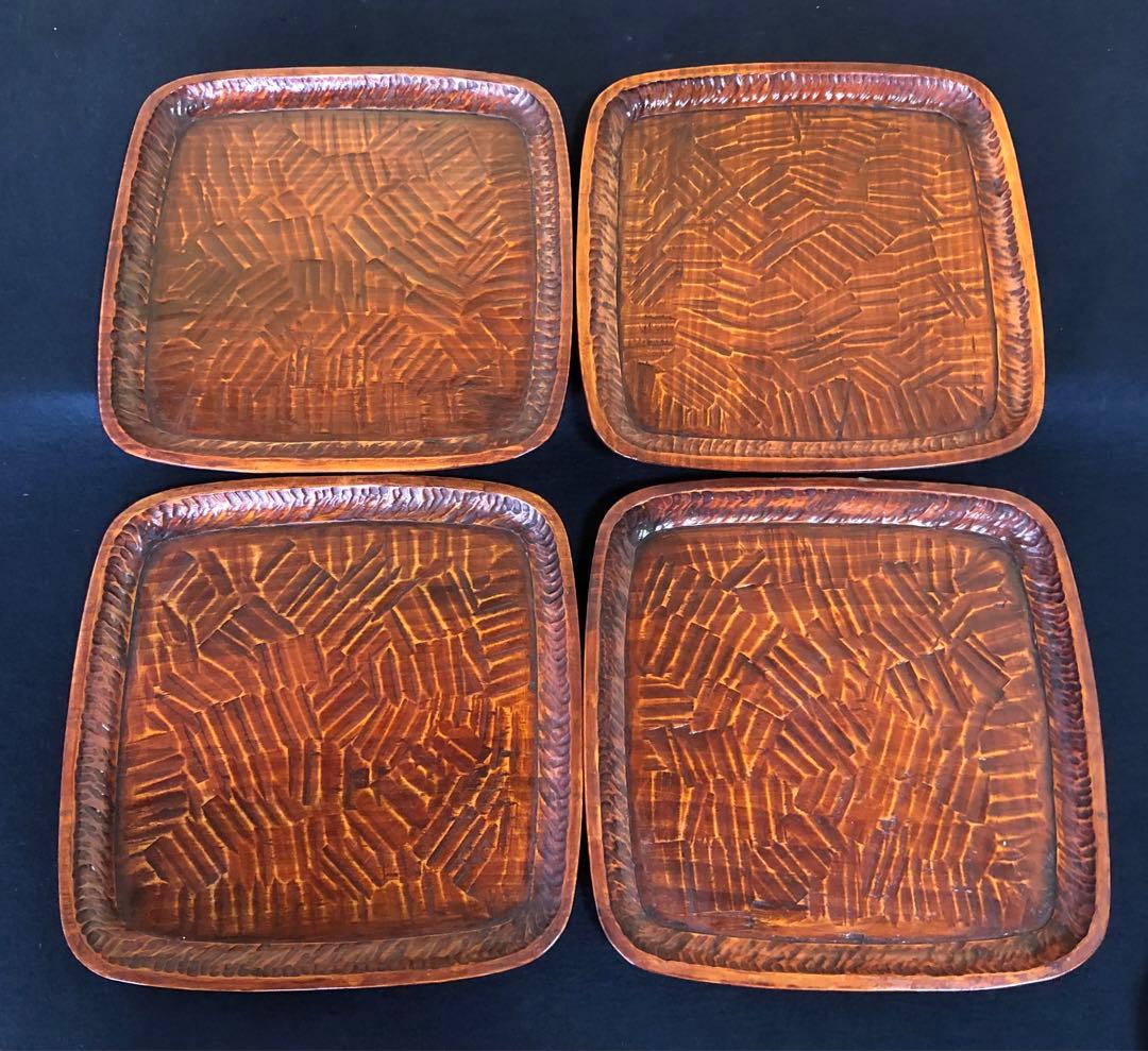 nicecats 讃岐彫 吸物膳2客 小膳 刳抜 木製漆器260121き6