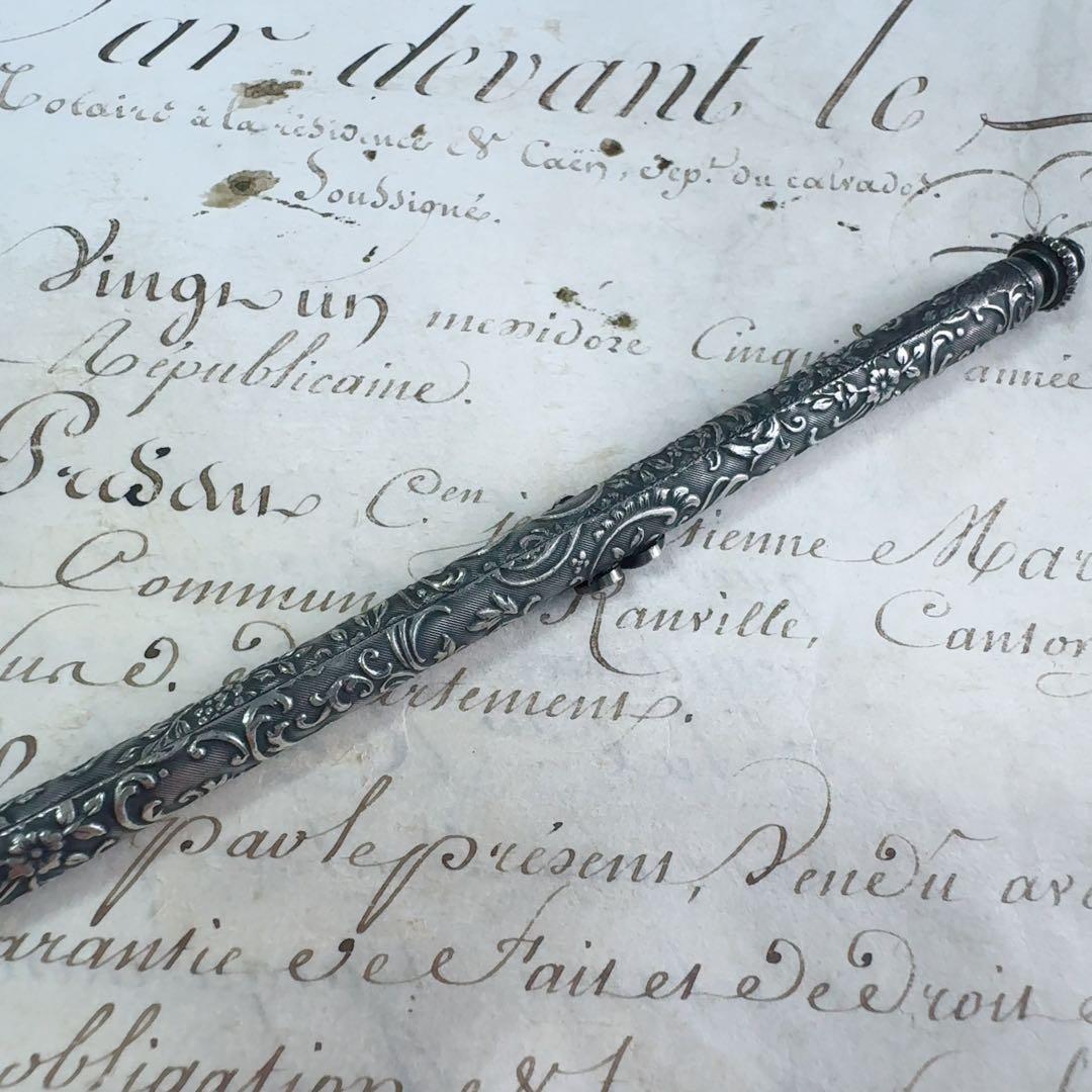 フランスアンティーク　四つ葉のクローバー　ペン軸　レタリングシリーズ