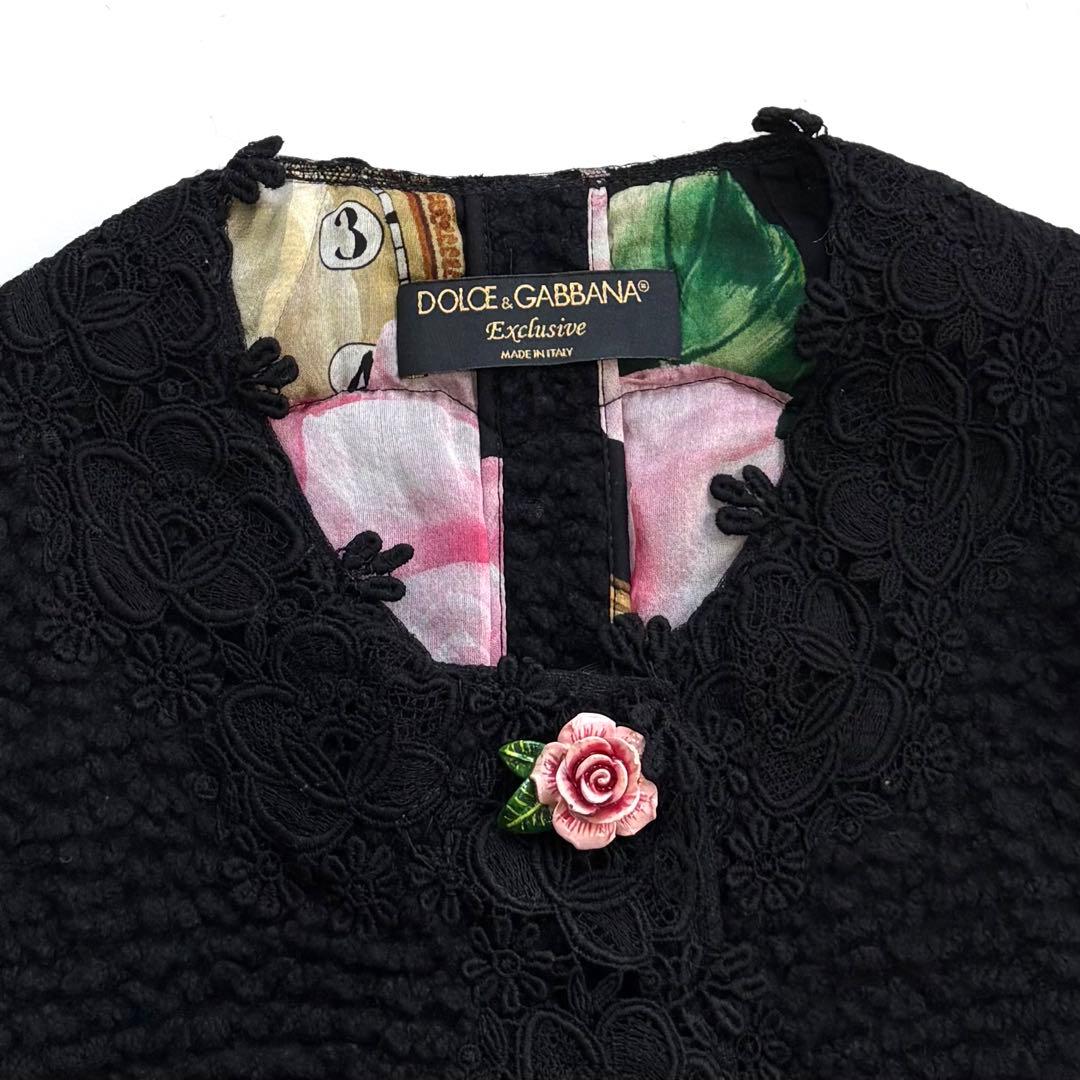 希少 DOLCE & GABBANA ローズボタン ツイードジャケット 薔薇