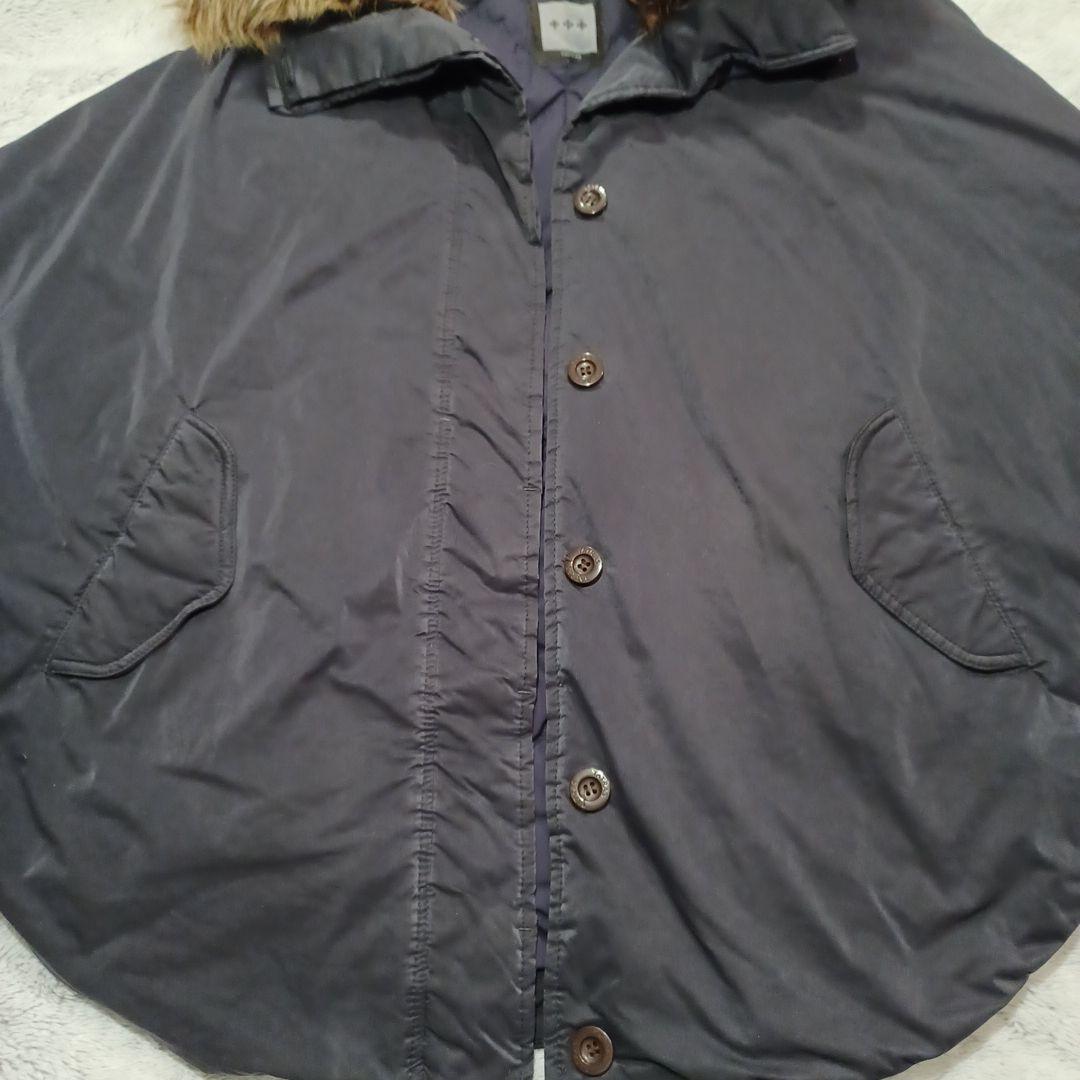 TATRAS　 ネイビー 　ダウンケープ　ポンチョファ―付き