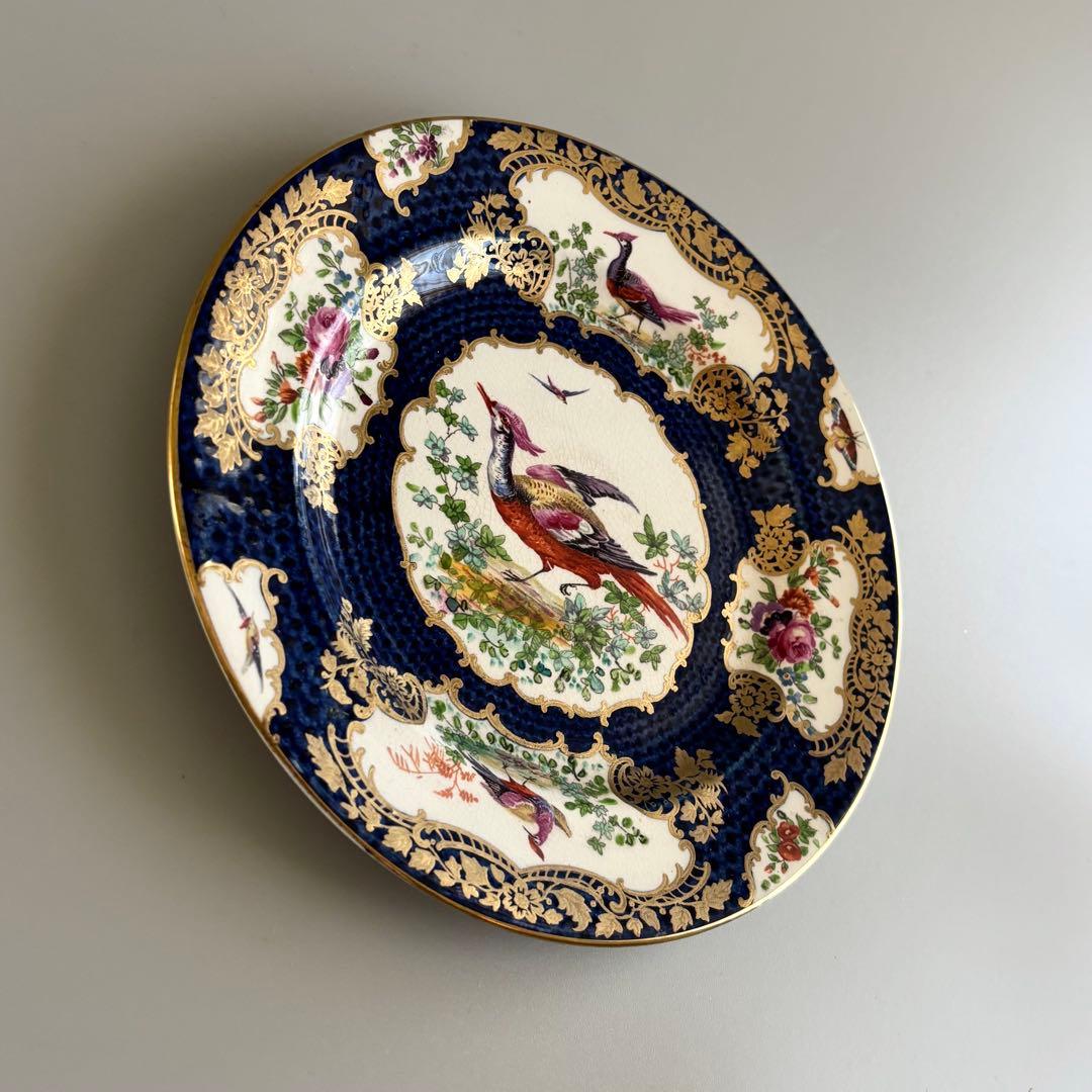 英国製アンティーク　1870年代　Booths 鳥絵金彩　【稀少品・美術品】