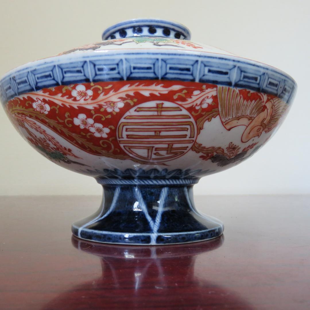 蓋物 丼 鉢 九谷 古伊万里 錦彩 鳳凰 最上手 赤絵 獅子 高台