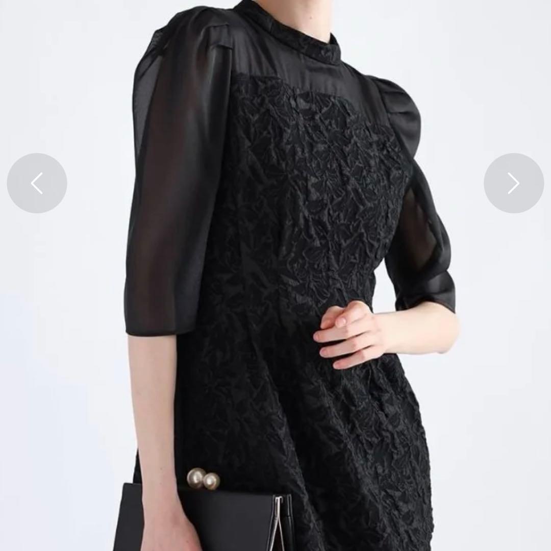 Rire Fete（リルフェテ）ふくれジャガードバックリボンドレス ヤマダヤ