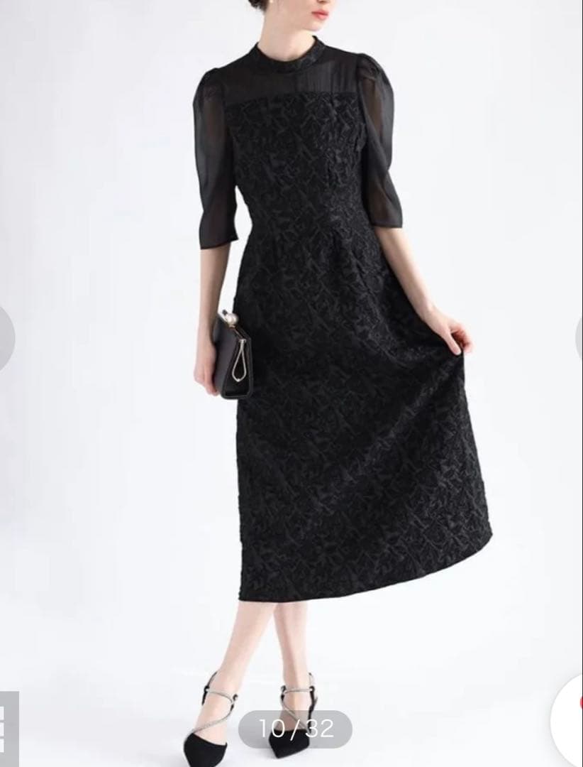 Rire Fete（リルフェテ）ふくれジャガードバックリボンドレス ヤマダヤ