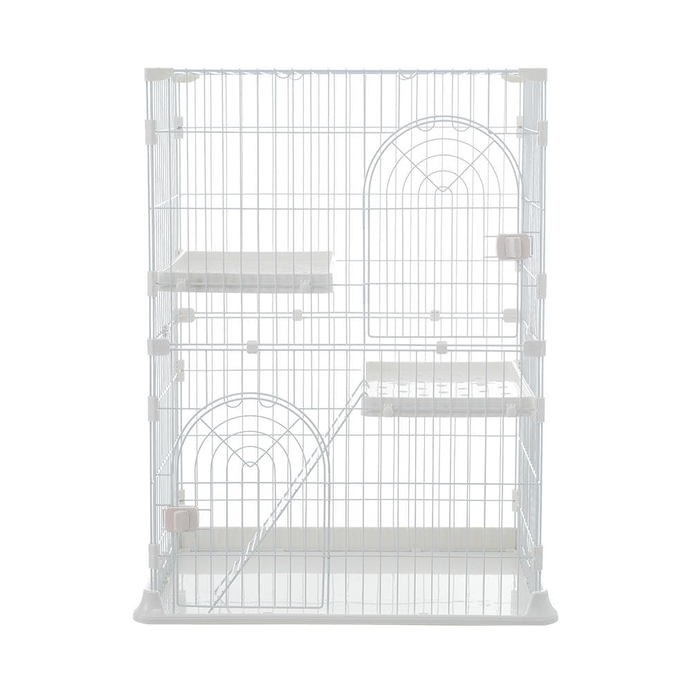 【ホワイト】猫ケージ キャットケージ 2段 猫ゲージ 多段 脱走防止ペットケージ