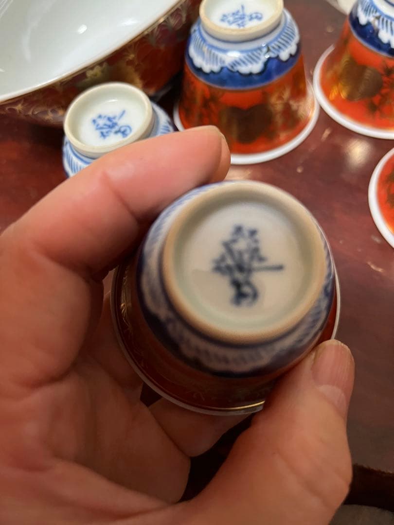 九谷焼 煎茶道具　煎茶器セット　長右衛門 金蘭手 茶器　細長湯冷し　骨董