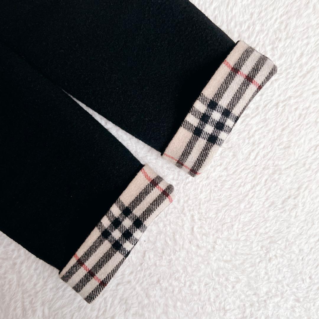 バーバリーロンドン ダブルフェイス コート ノバチェック カシミヤ ブラック L