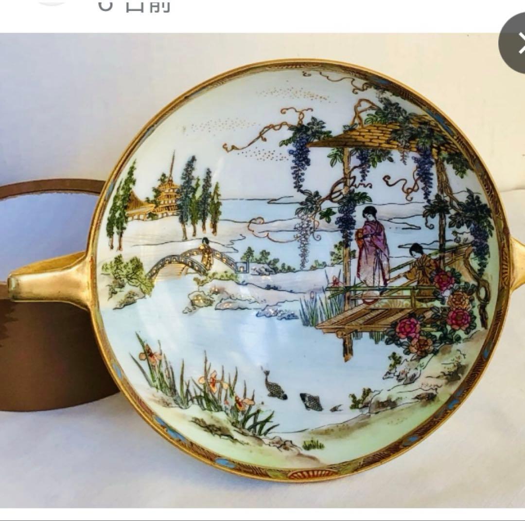 １９１０年　　　　　オールドノリタケ英国輸出用マルキ印 金彩ハンドコンポート皿