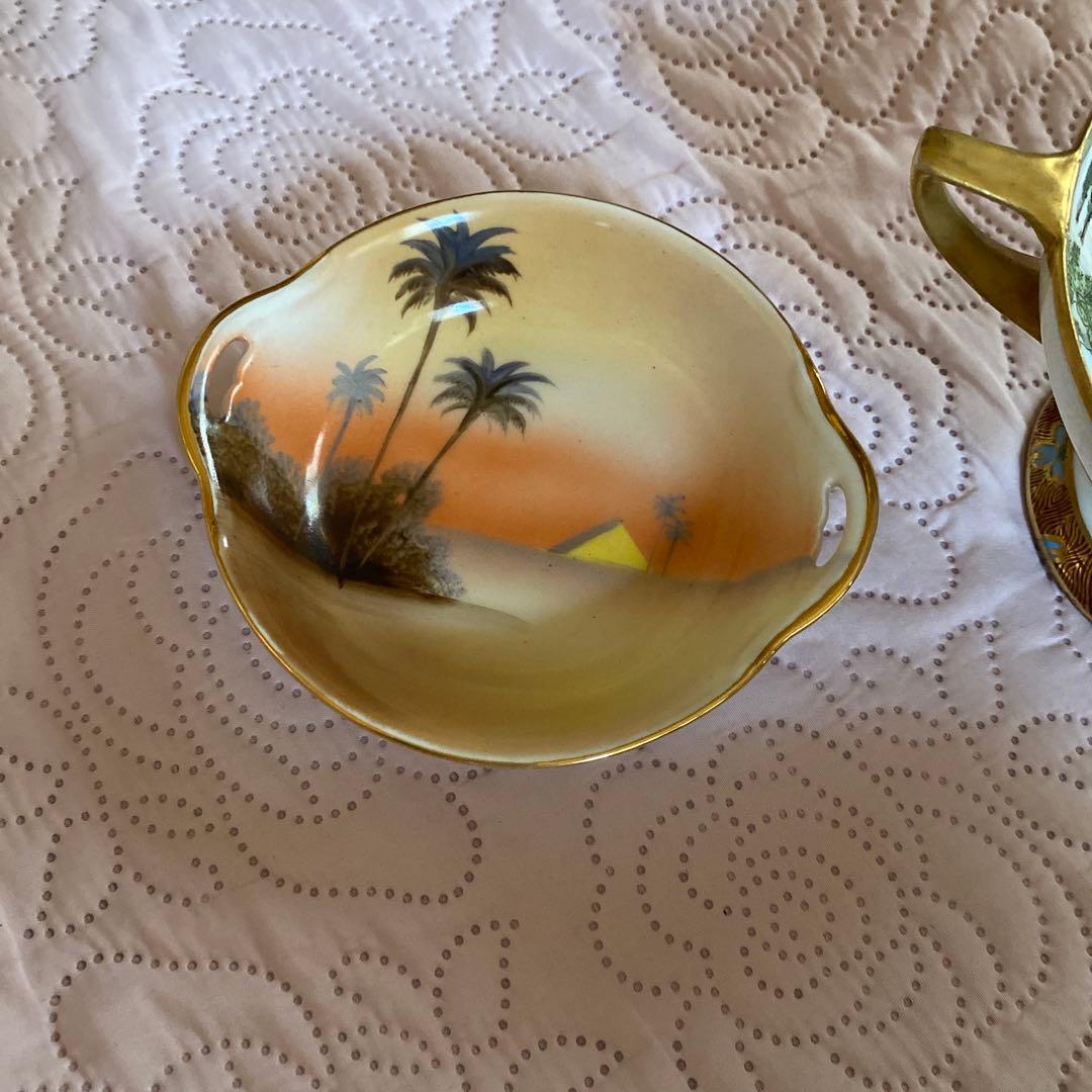 １９１０年　　　　　オールドノリタケ英国輸出用マルキ印 金彩ハンドコンポート皿