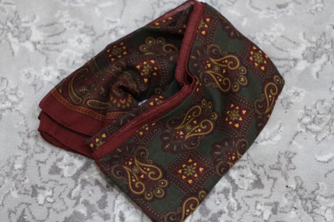 【美品/イタリア製】Drake's ウール シルク 大判 スカーフ ペイズリー