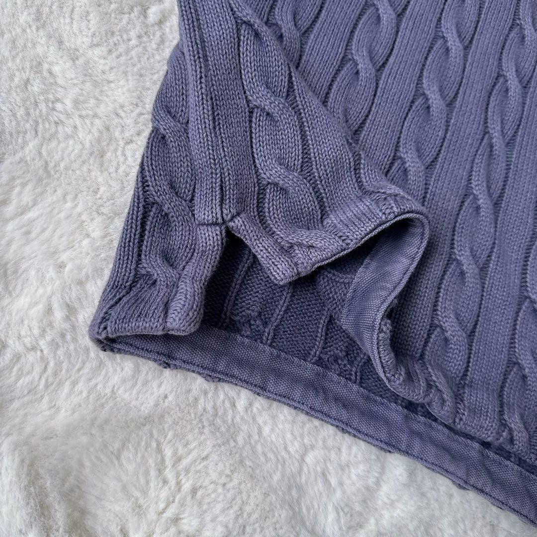 美品　ポロラルフローレン　ケーブルニット ポロシャツ　XS ネイビー　洗濯