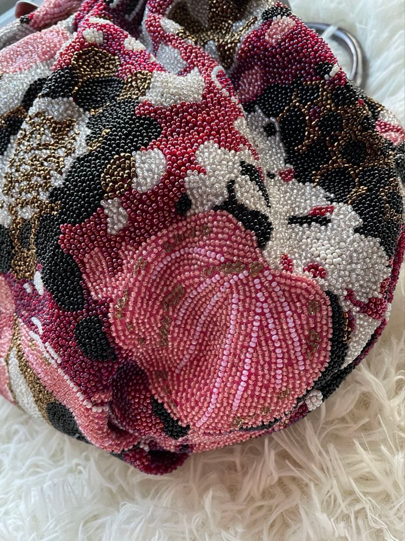 【美品】ビンテージ　総ビーズ　花柄　ハンドバッグ　和装　ビジュー