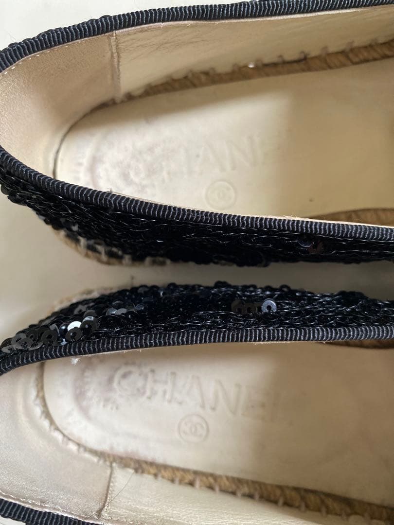 美品 CHANEL エスパドリーユ スリッポン スニーカー 黒 35 シャネル