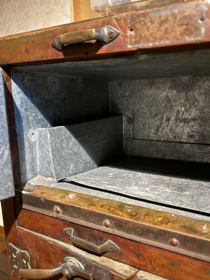 再値下げ！昭和レトロ 氷冷蔵庫 キルク入りNO.2／銅製アンティーク