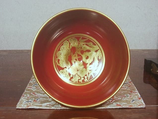 京焼・清水焼　手塚大示窯作　御題金蘭手　大福茶碗　共箱　古物。