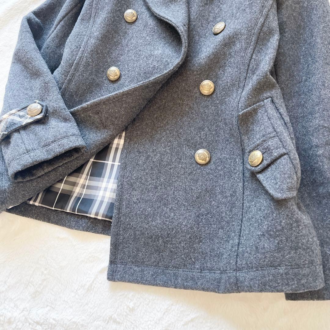 美品★バーバリーブルーレーベル　Pコート　金ボタン　ナポレオンコート　38