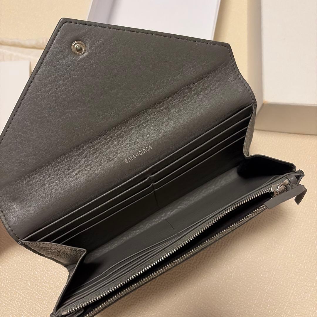 BALENCIAGA PAPIER グレーレザー長財布
