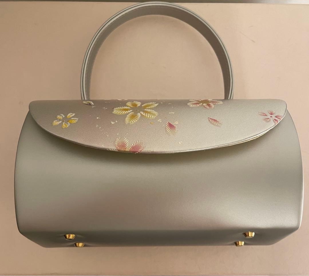 豪華花模様　日本謹製　振袖バッグ　草履セット　 桜　刺繍　レア