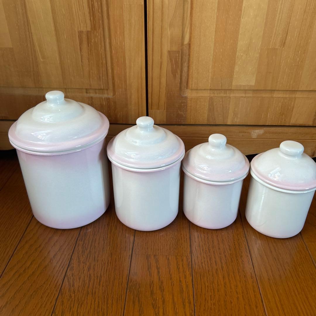 リンディ　ホーローキャニスター 4個セット　イマン ホーロー
