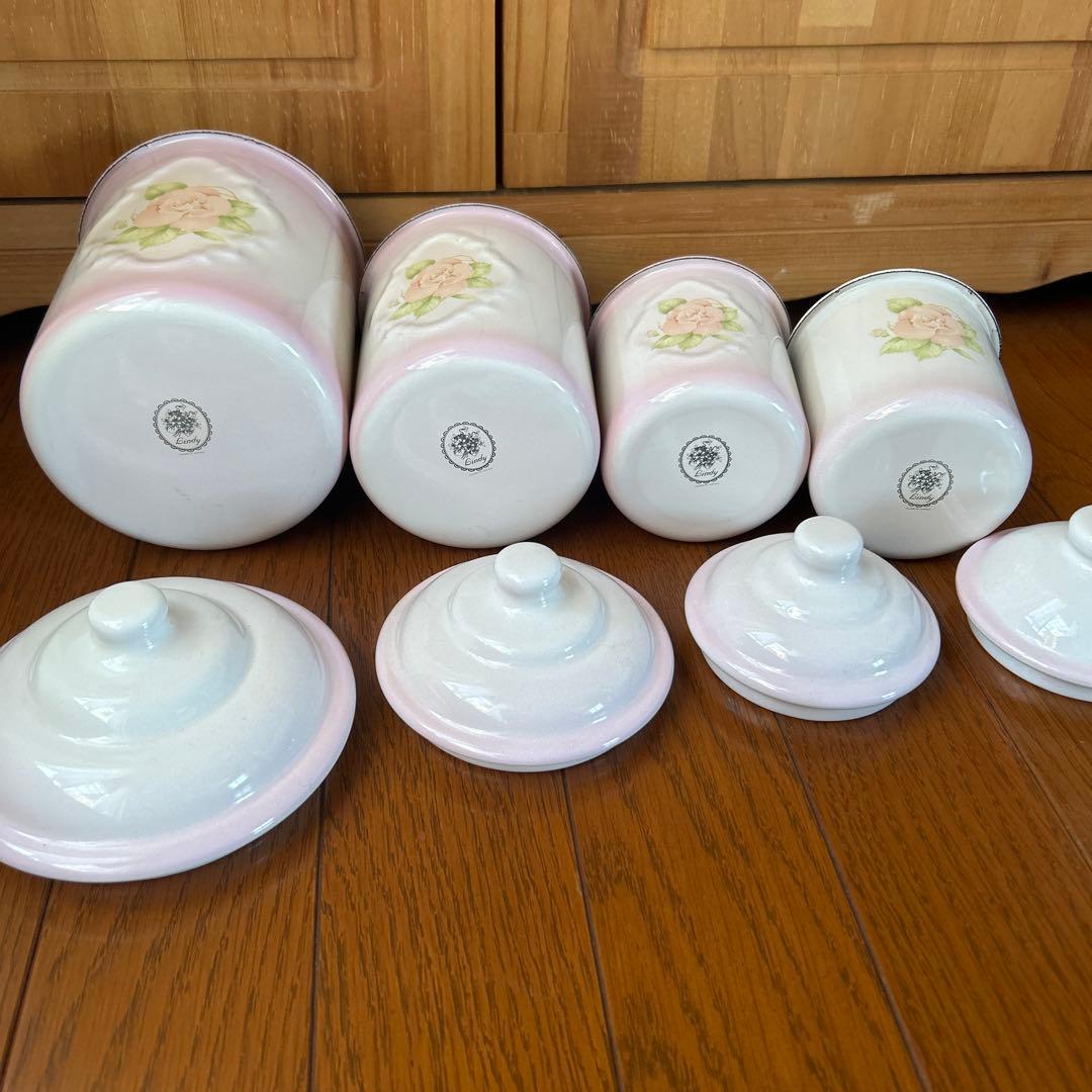 リンディ　ホーローキャニスター 4個セット　イマン ホーロー