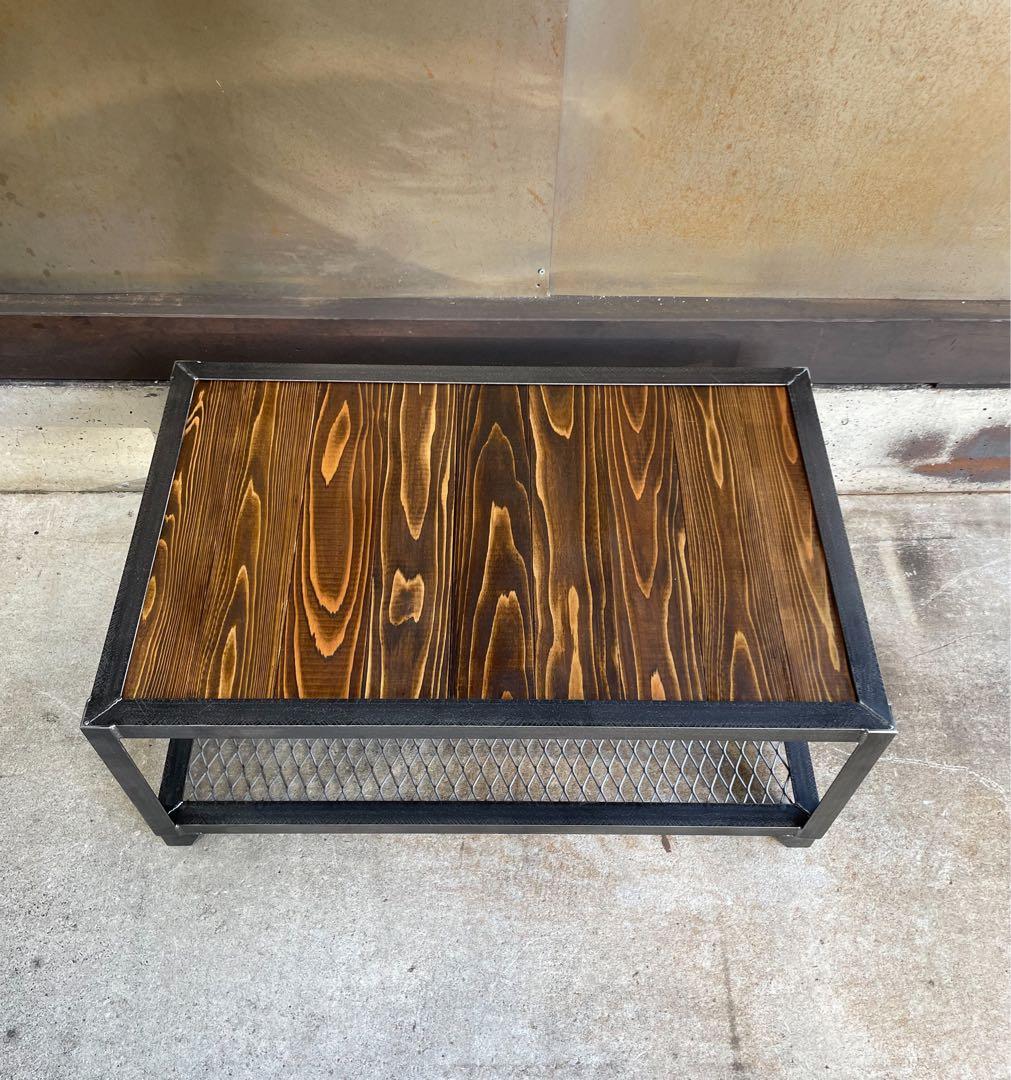 アイアンラック［上段木板］　アイアン家具　ローテーブル　植物棚　インダストリアル