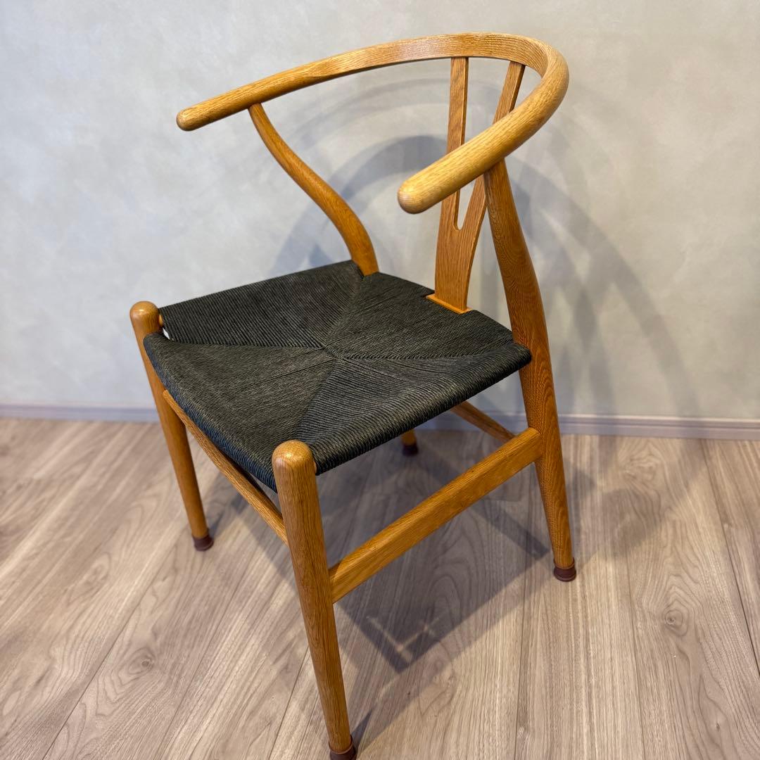 ワイチェア（43cm高・オーク材・オイル仕上げ・ブラックペーパーコード）