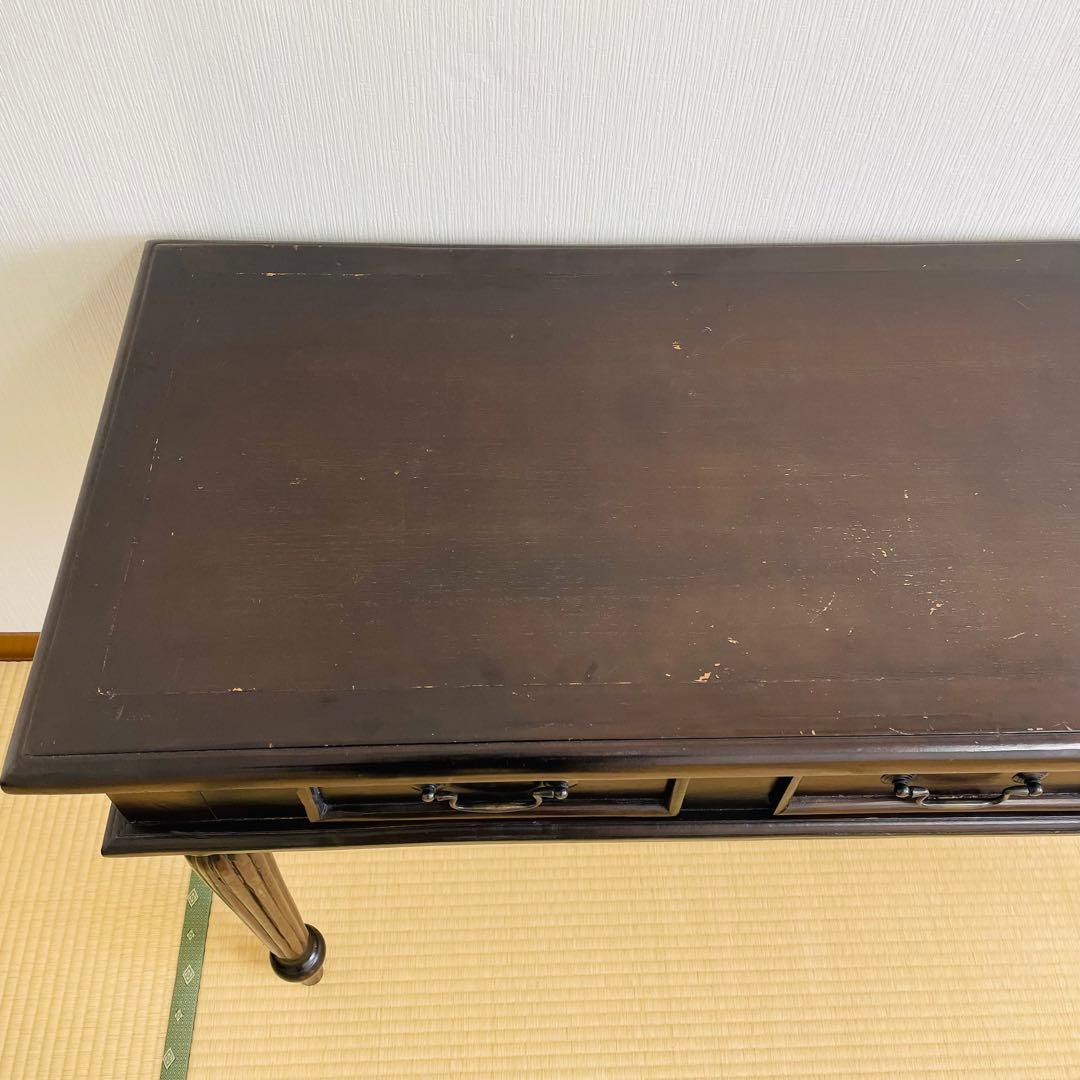 アンティーク調 木製デスク 幅128cm 引き出し3杯