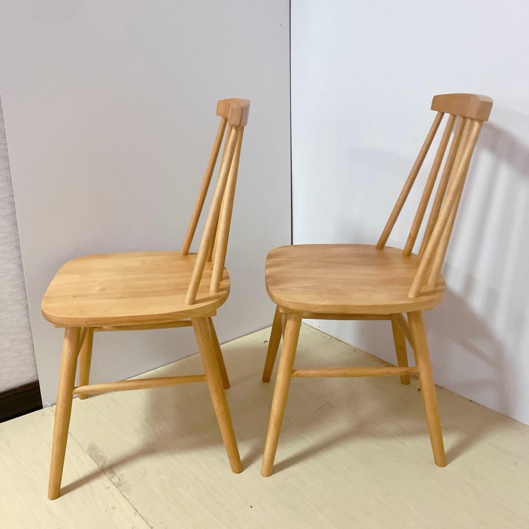 木製　ダイニングチェア　2脚セット　ウィンザーチェア　北欧　ナチュラル