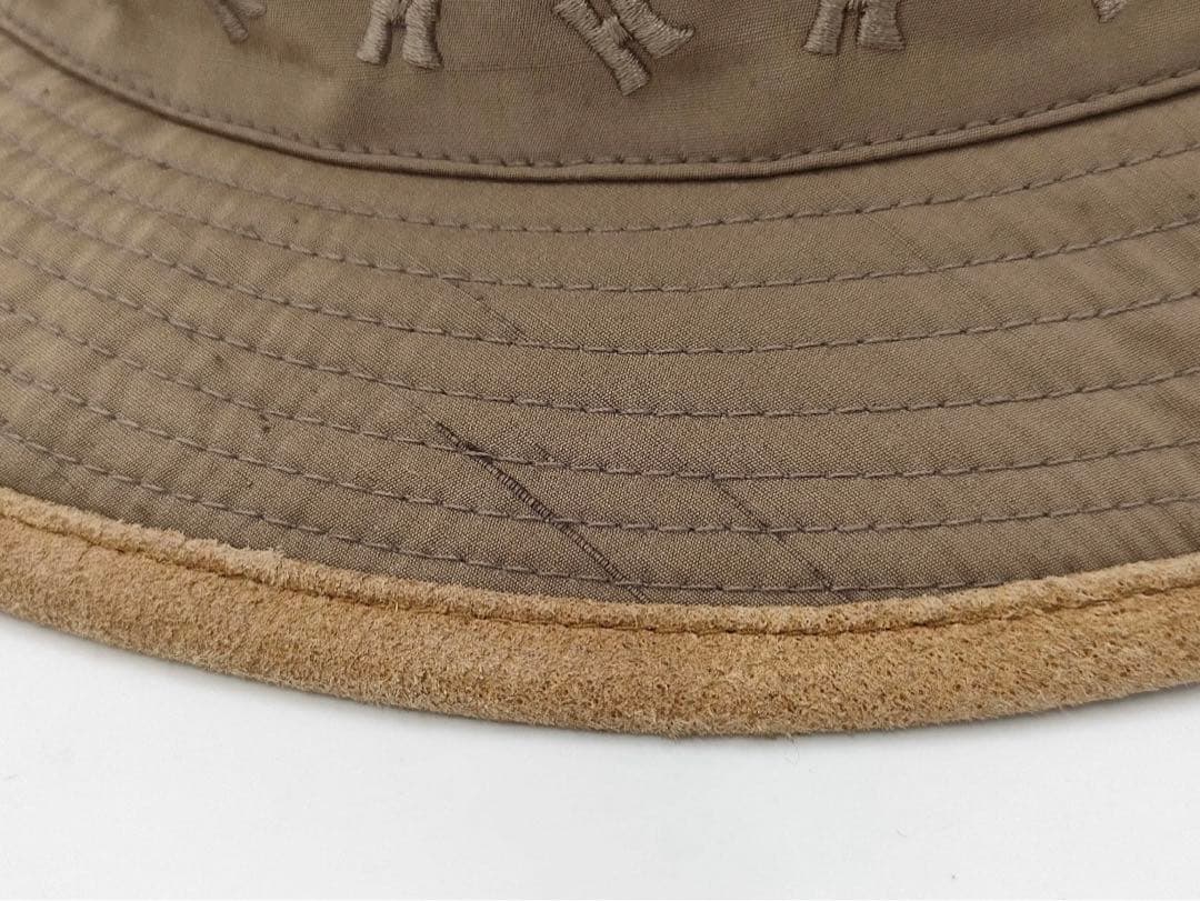 HERMES 帽子　H柄　カーキベージュ　59 ダメージ加工