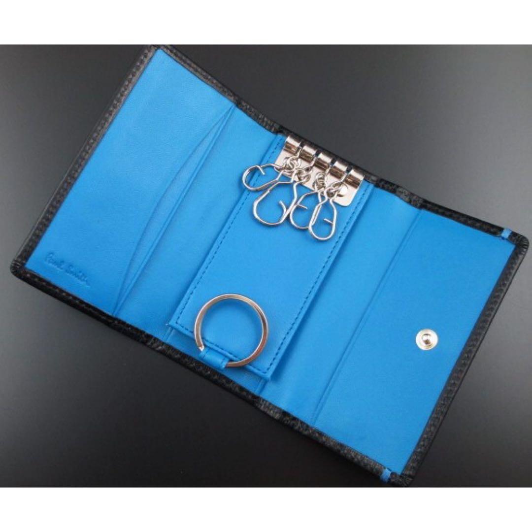 ☆ギフト対応可☆新品☆箱付 ポールスミス 人気カラーコンビ キーケース 黒×青☆