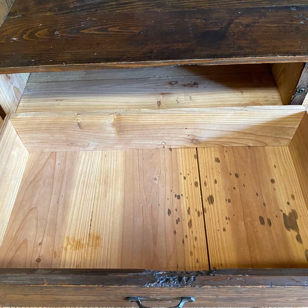 アンティーク オープンラック 飾り棚 無垢材 古道具 引き出し2杯 y117