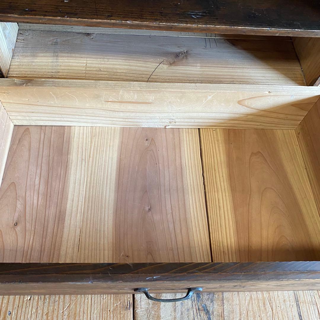 アンティーク オープンラック 飾り棚 無垢材 古道具 引き出し2杯 y117