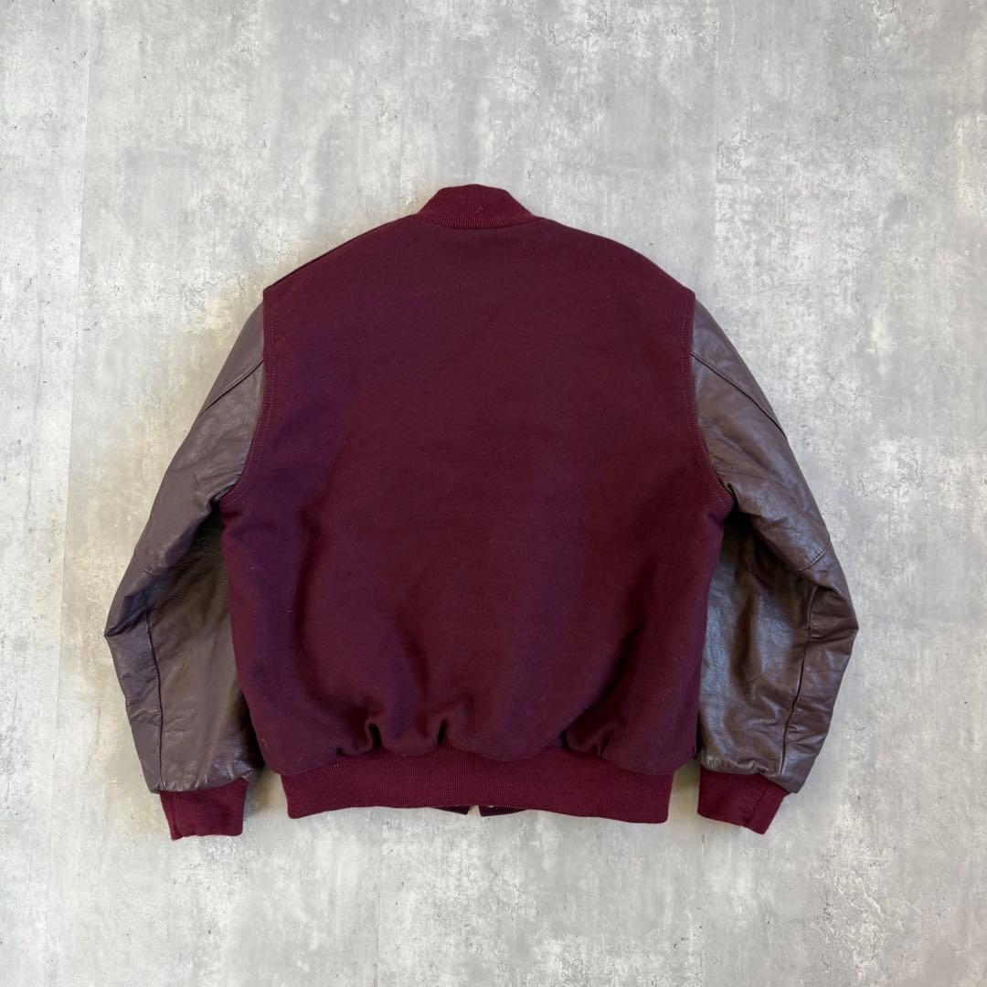 Holloway 90s USA製 ウール×レザー スタジャン ワインレッド L