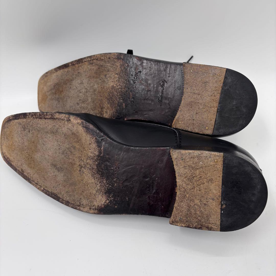 LOUIS VUITTON ダミエ型押し レザーシューズ ブラック 8 正規品