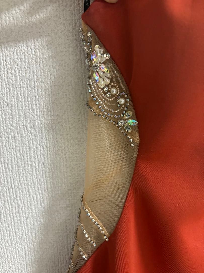 AngelR オレンジビジュー装飾キャバドレス