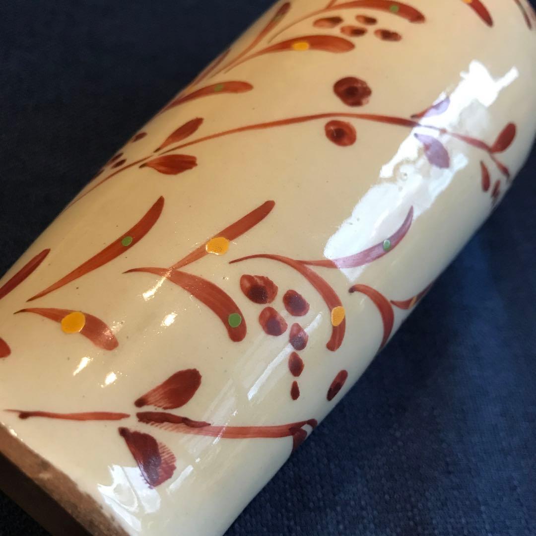 赤絵のやちむんの花瓶　花器　壺　沖縄　ガーデニング　ガーデン雑貨