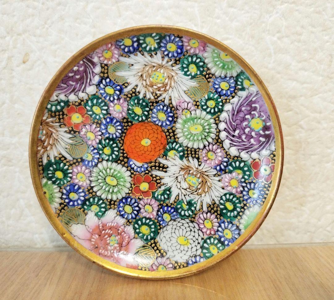 お値下げしました、5枚組　九谷焼　色絵　花詰豆皿
