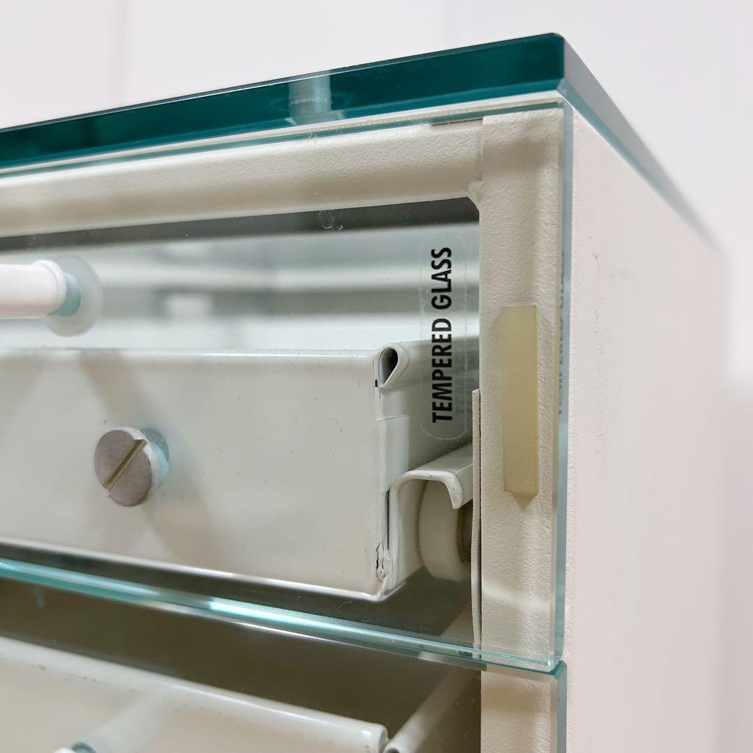 東馬　TOHMA ガラスワゴン　キャビネット　強化ガラス　希少　ホワイト