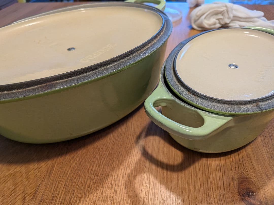 LE CREUSET ホーロー鍋セット グリーン 大小