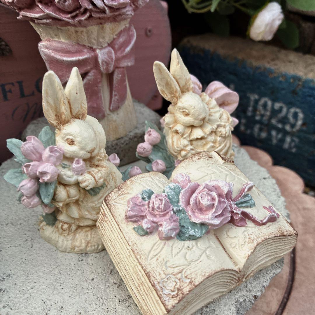 ★ ローズ@同梱割あります ★新作★バラと花飾りのうさぎさん★