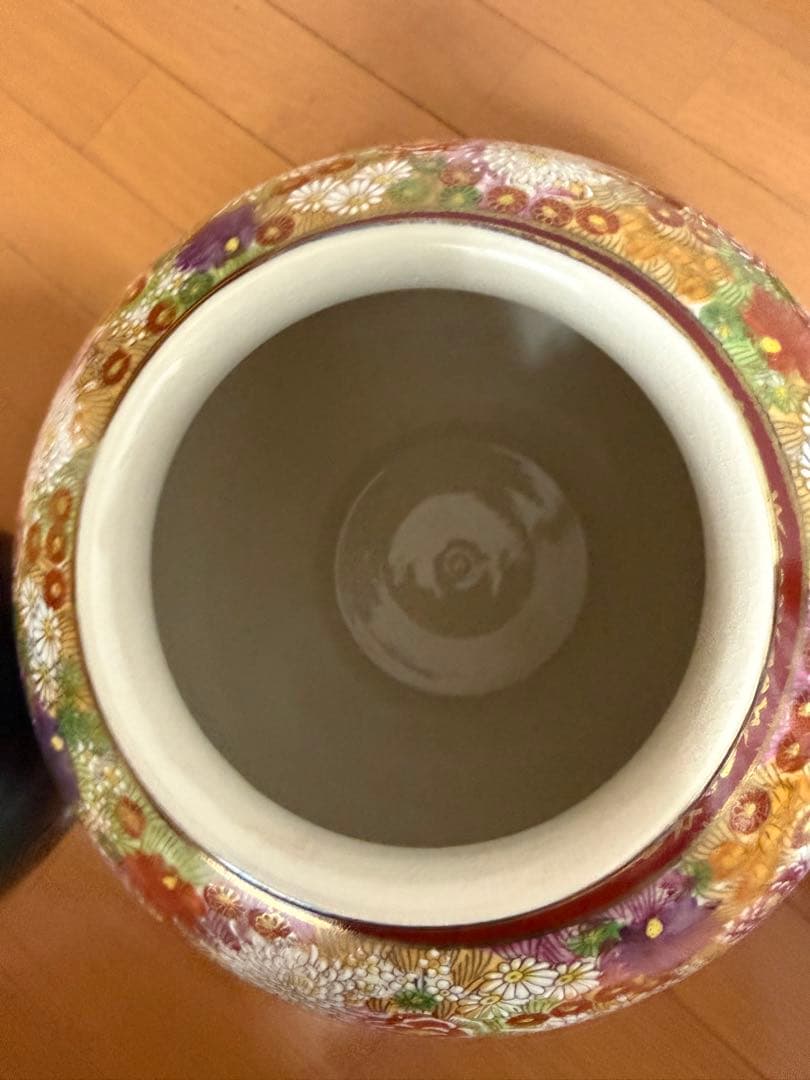 田中の九谷焼 花瓶 多色花柄 陶器製