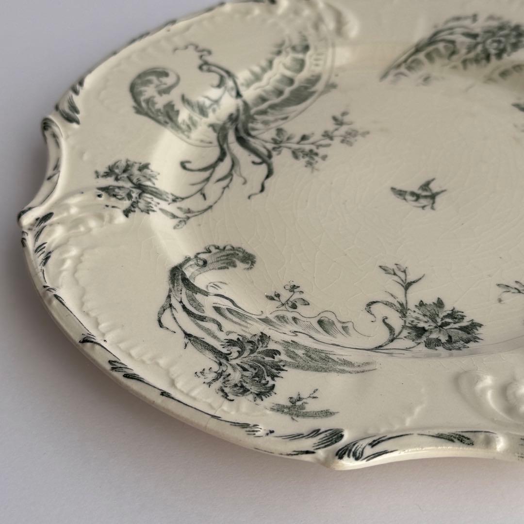 訳あり　フランスアンティーク　Gien ジアン レリーフ　デザートプレート