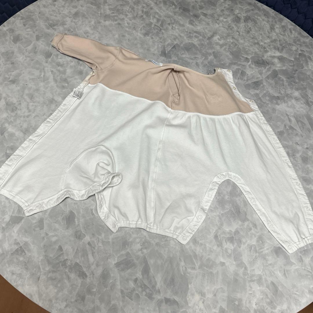 familiar カバーオール ベージュ/ホワイト