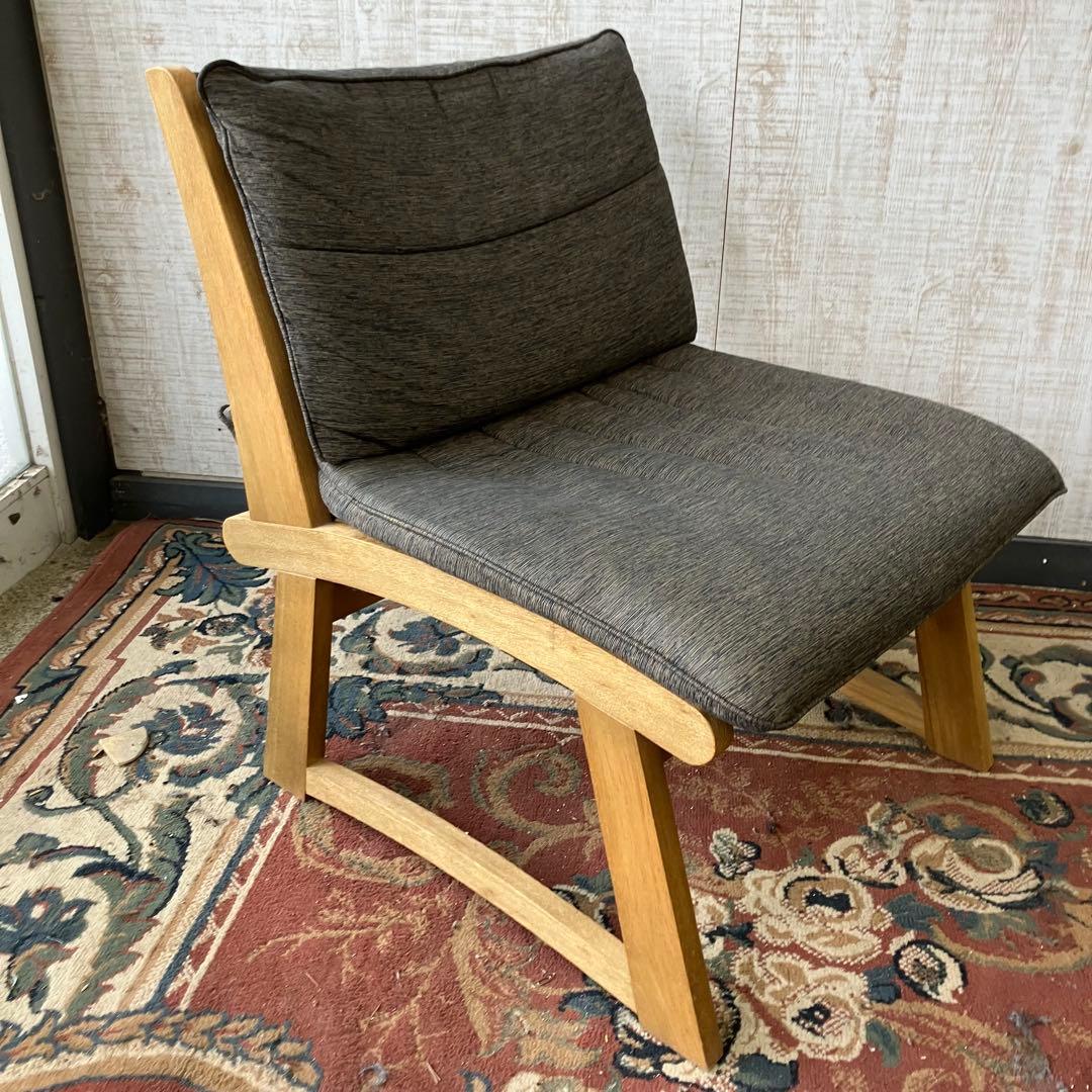 ⑤ 北欧レトロ ミキモク 雅 木製フレーム アームレスチェア 一人掛けソファー