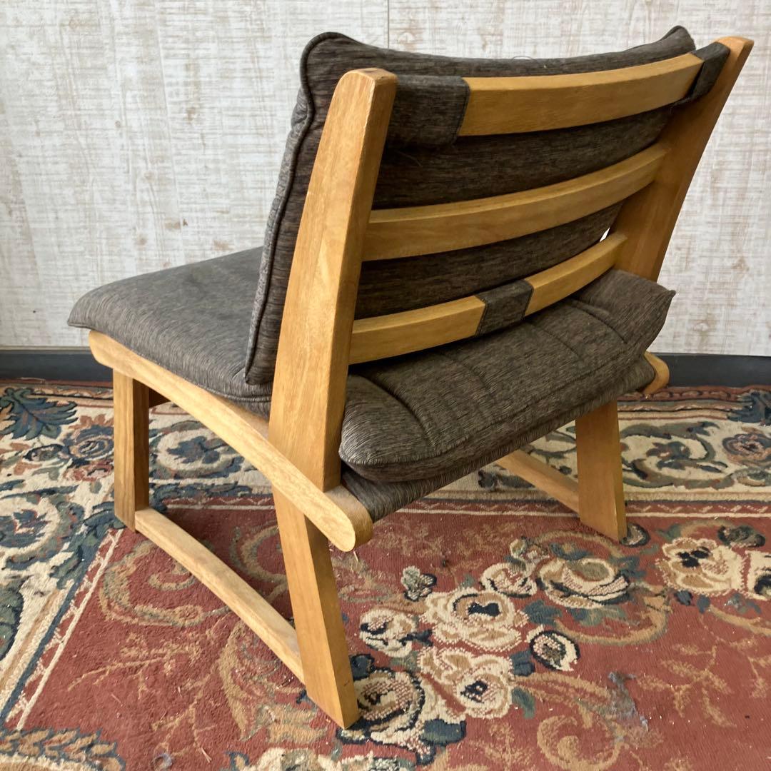⑤ 北欧レトロ ミキモク 雅 木製フレーム アームレスチェア 一人掛けソファー