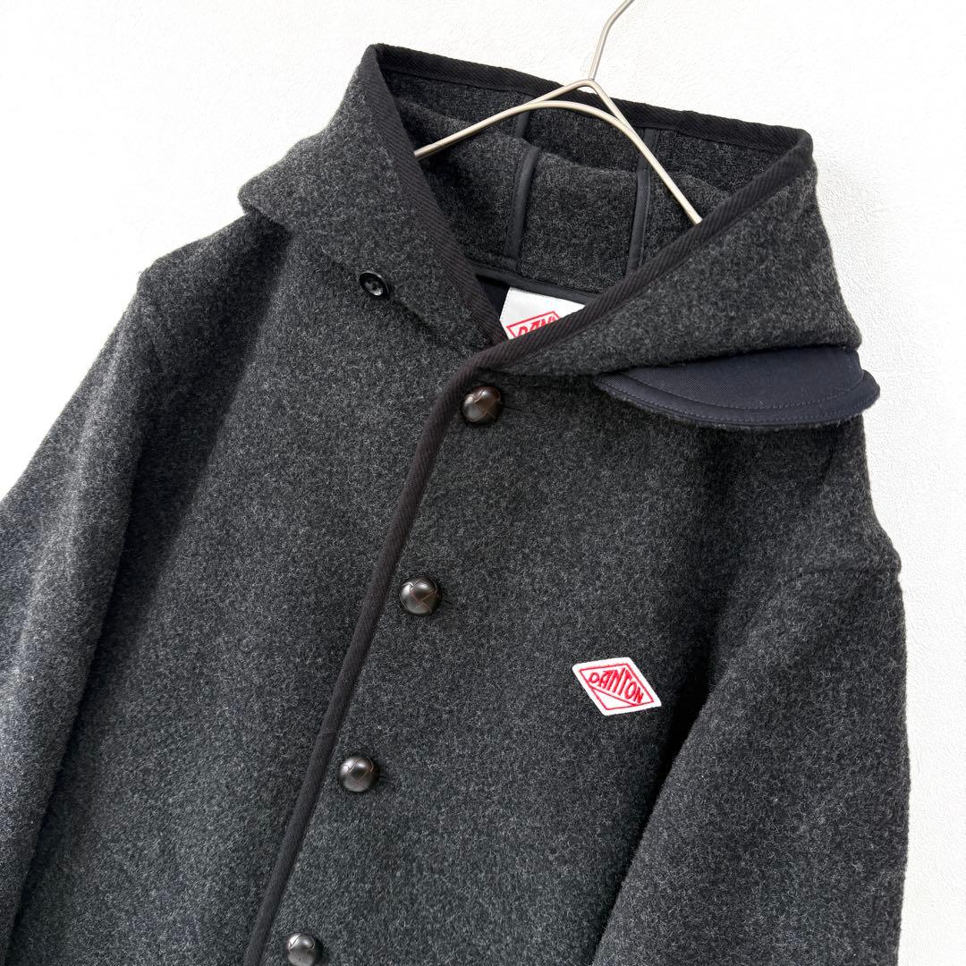 【極美品✨】ダントン ウールモッサコート フード付き ジャケット ダークグレーL