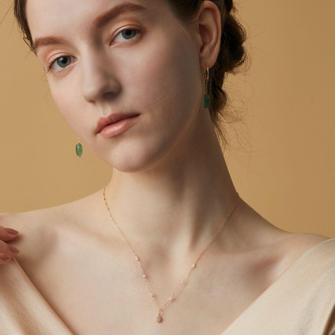 アガット agete K10ゴールド エメラルドリバーシブルチャーム ネックレス